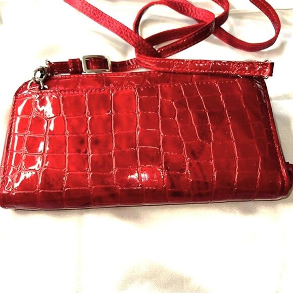 Brighton Red Croc-Embossed Organizer Wallet Crossbody - Picture 9 of 13